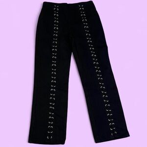 New Emory Park Black Grommet Jeans Pants Eyelet Detailing Lace up 90’s Fashion